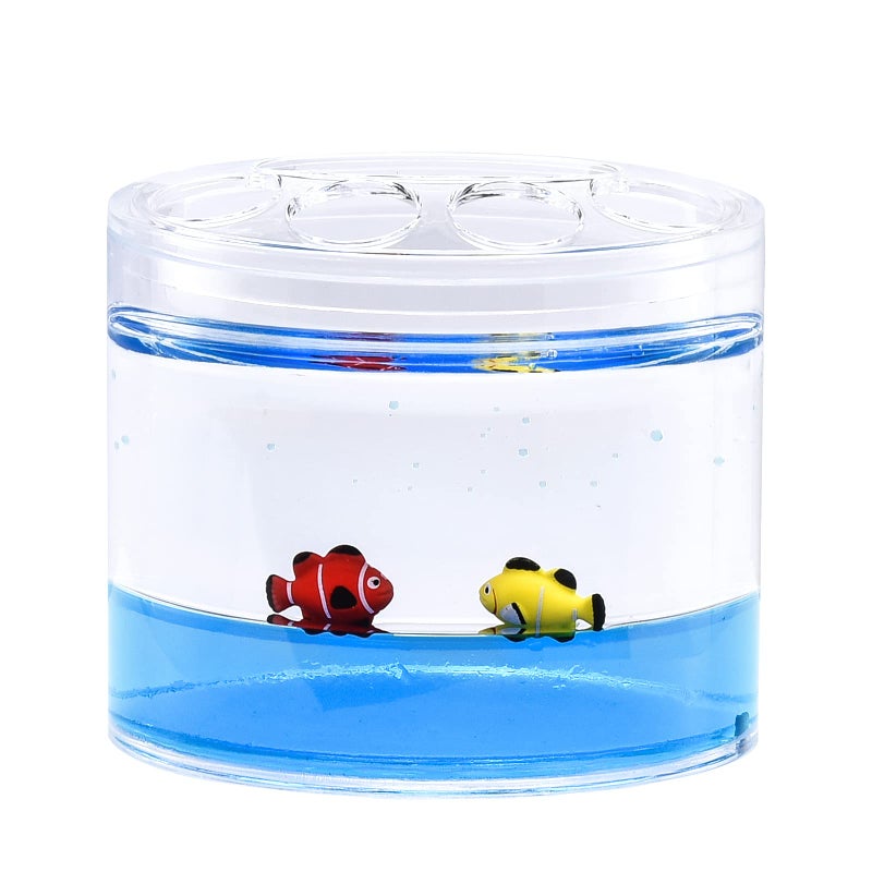 Locco Decor 4 Piece Acrylic Liquid 4D Floating Motion Bathroom Vanity Accessory Set Garden Theme Leaf Toothbrush Holder, Tumbler, Soap Dispenser, Soap Dish - Image 3